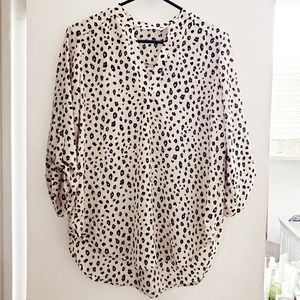 Lush Warren Split Neck Leopard Blouse